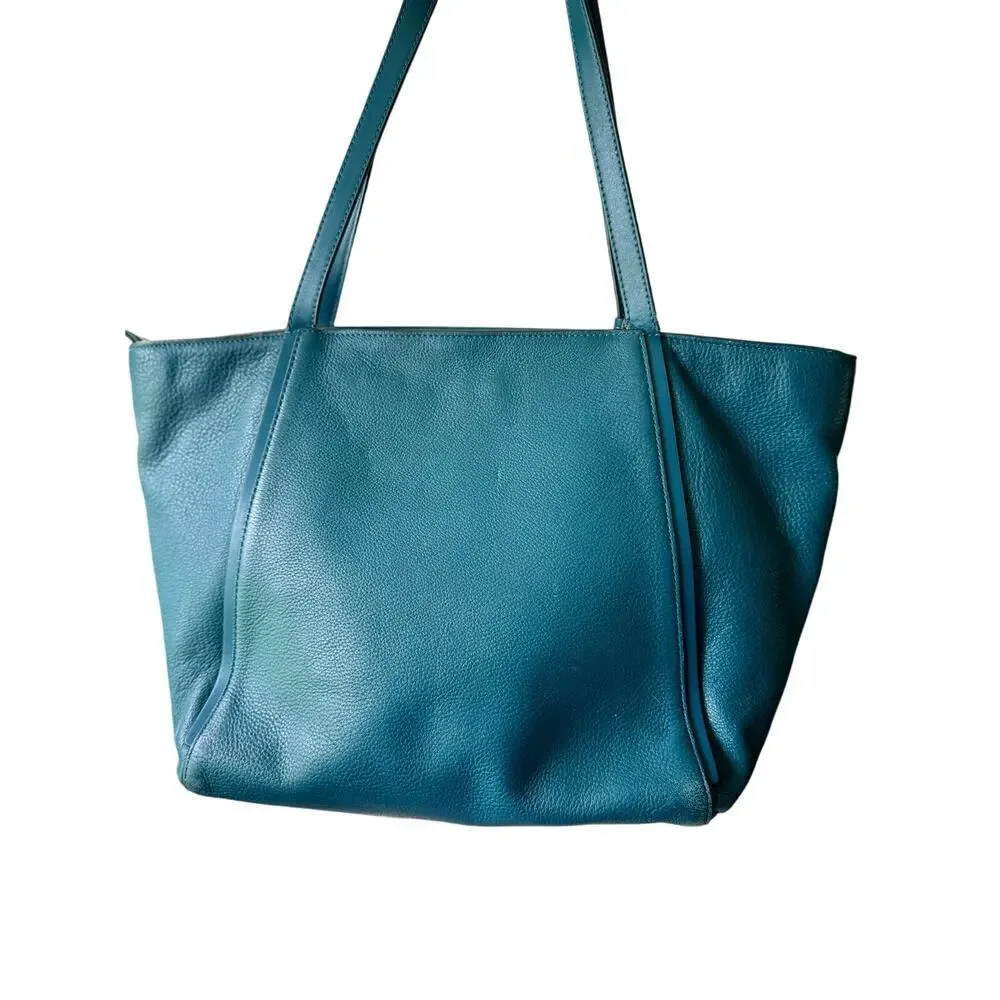Michael Kors Whitney Large LeatherTeal Zippered Tote GUC